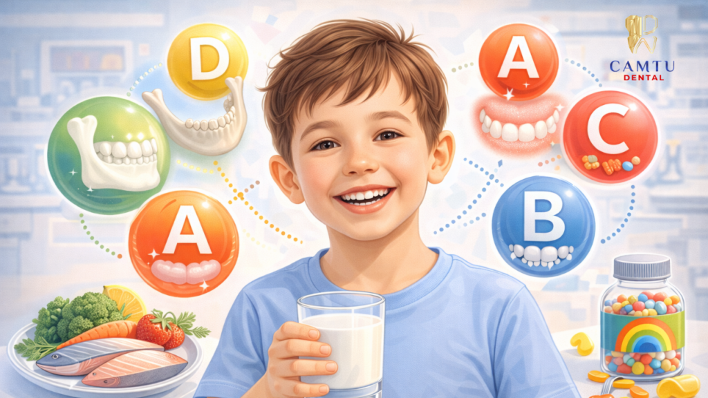 Trẻ em cần bổ sung vitamin để phát triền răng