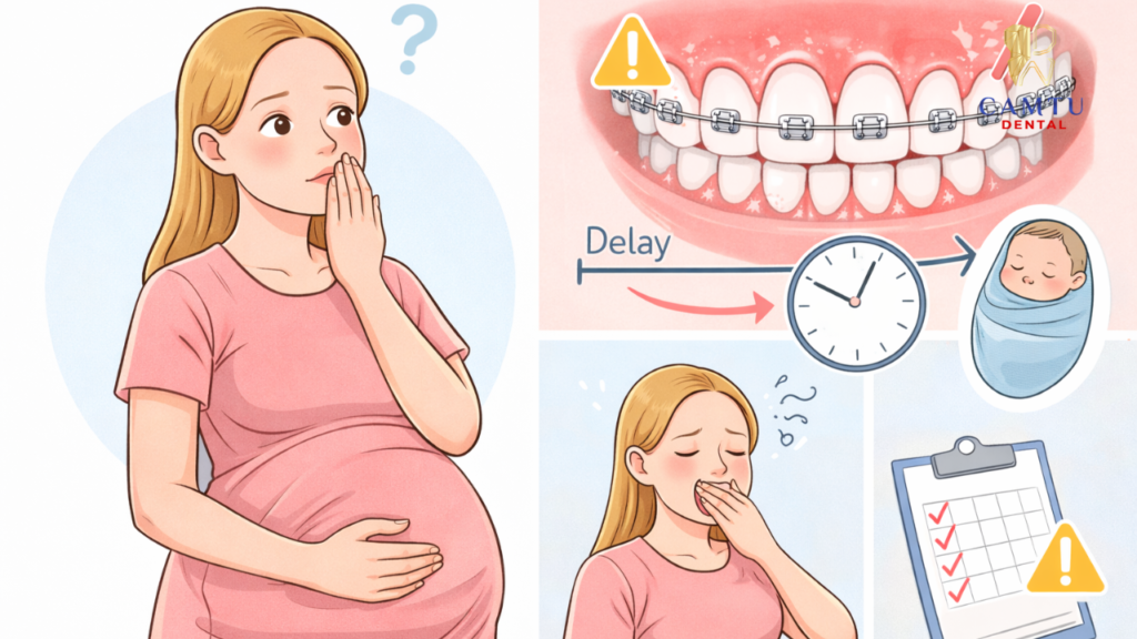 Trì hoãn nếu niềng răng khi mang thai