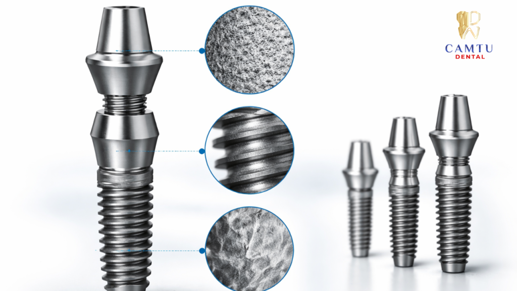 Cận cảnh thiết kế trụ của implant